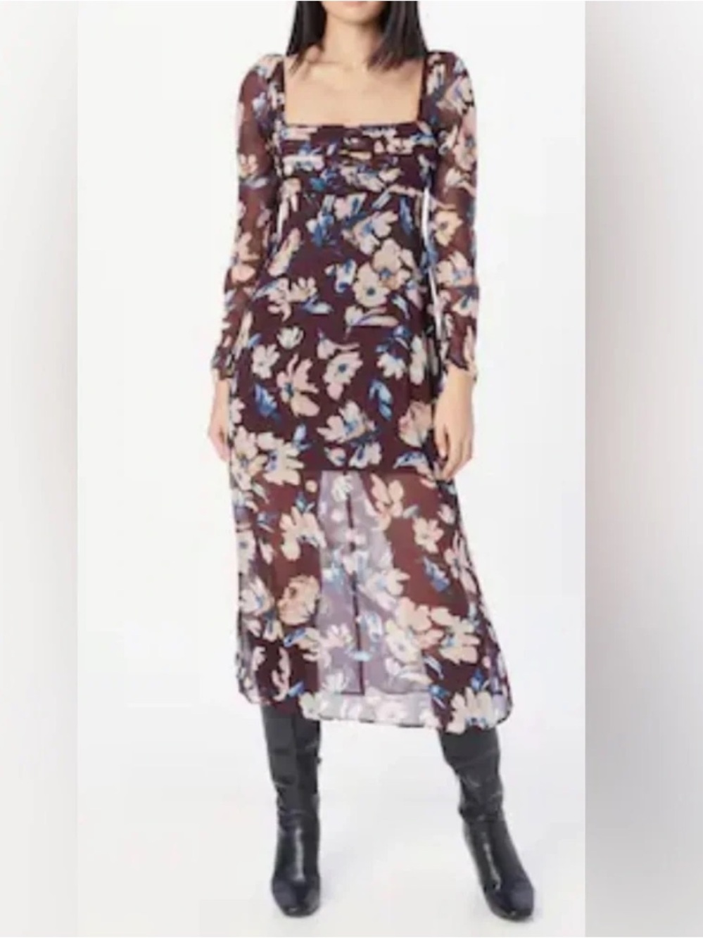Abercrombie Floral Midi dress - Burgundy Floral